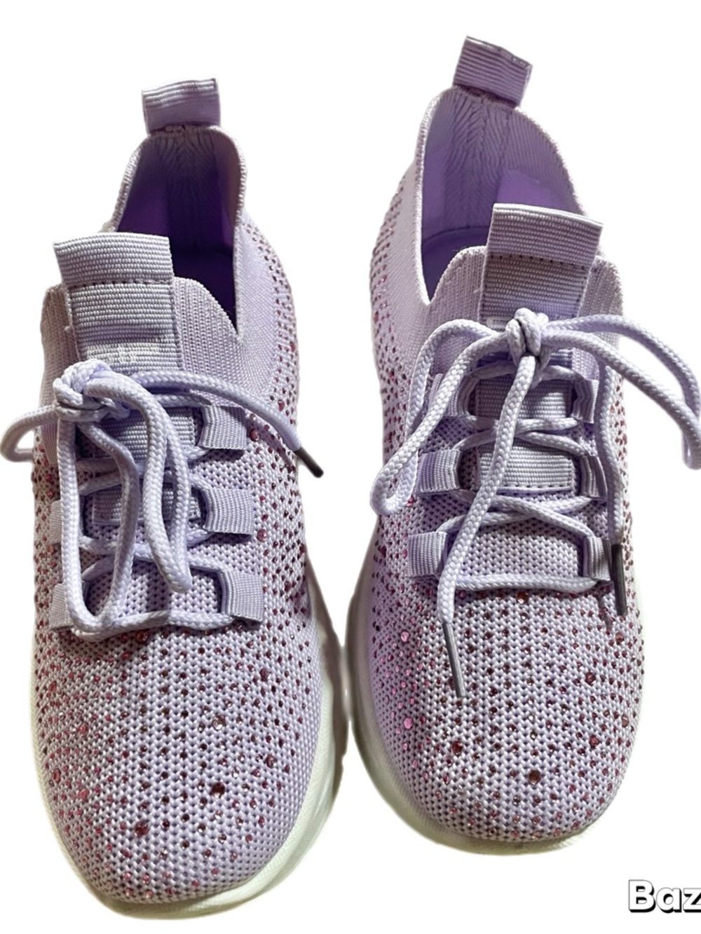 Sz 3 Purple  Rhinestones Slip On Mesh Sock Sneakers Shoes nwot - Picture 4 of 7